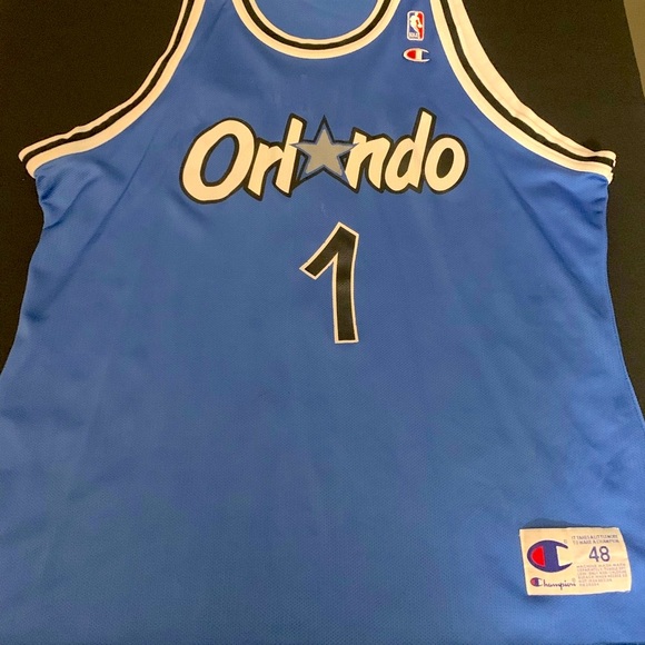 SOLD Champion Orlando Magic Penny Hardaway #1 Blue NBA Jersey 48 Adult XL - Picture 3 of 7